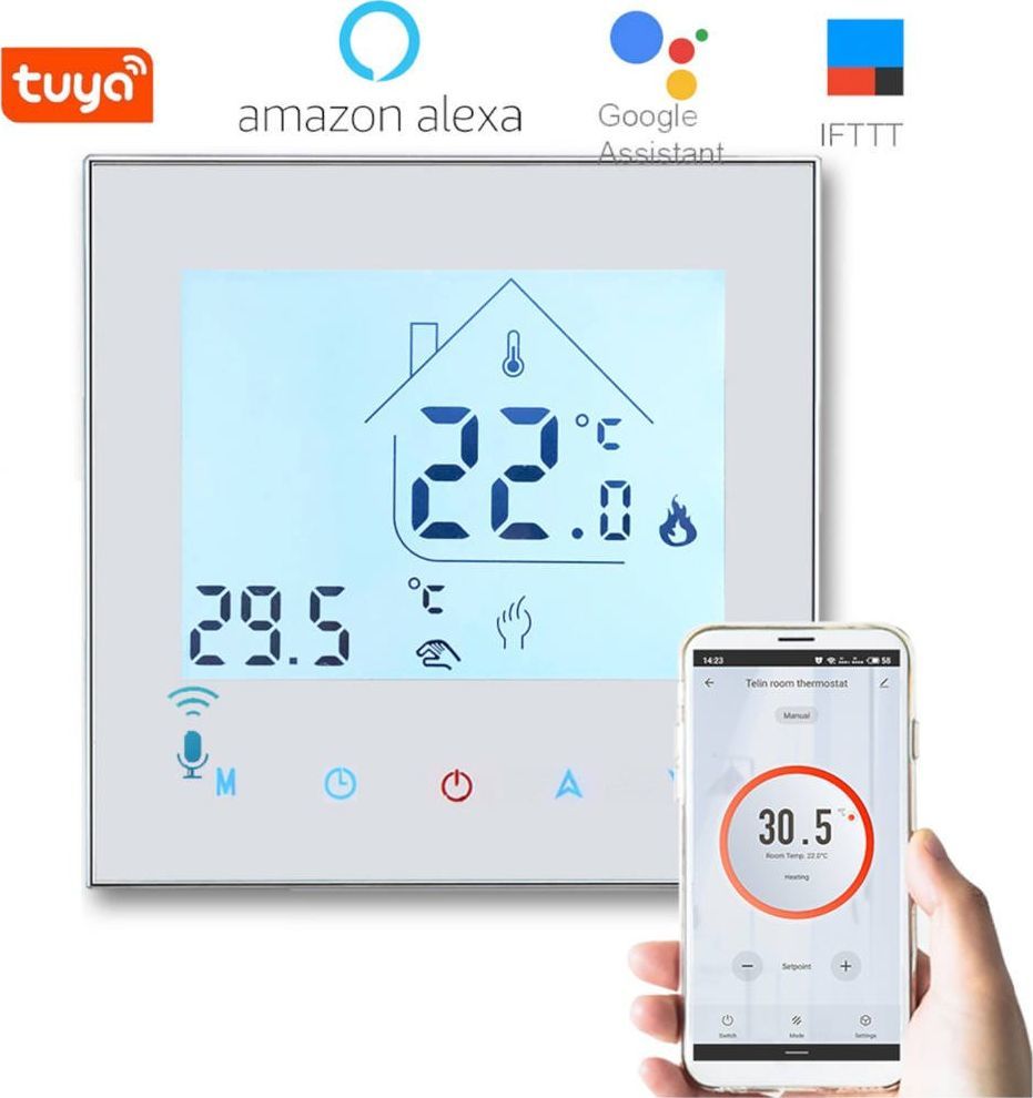 Acurel Dotykowy termostat WiFi regulator sterownik biały 16A czujnik