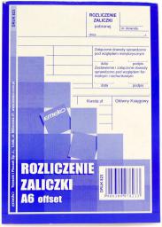zdjecie Rozliczenie zaliczki A6 bloczek