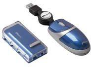 zdjecie B0220 zestaw optyczna mini mysz do notebooka i podr�ny hub USB