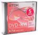 TDK  DVD-RW TDK 4.7GB 6x 5szt 