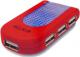 Belkin  4-portowy Hub USB 2.0 z niebiesk� po�wiat�, travel hub, czerwony (F5U034erRED) 