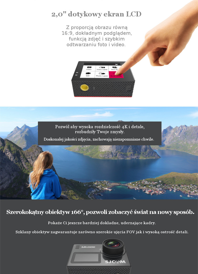 Opcje kamery sportowej SJCAM SJ6 Legend