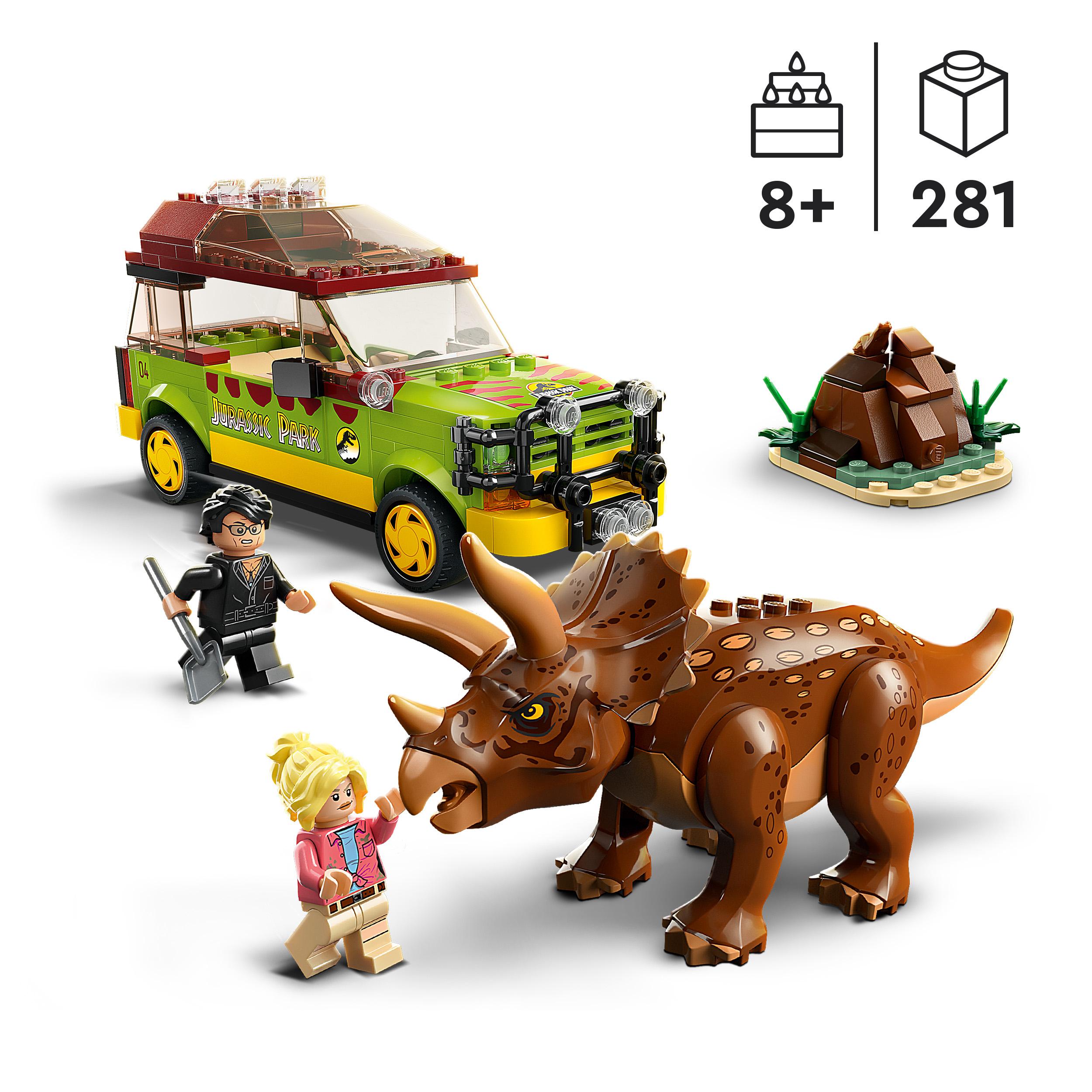 Zestaw LEGO z Fordem Explorerem i ruchomym triceratopsem