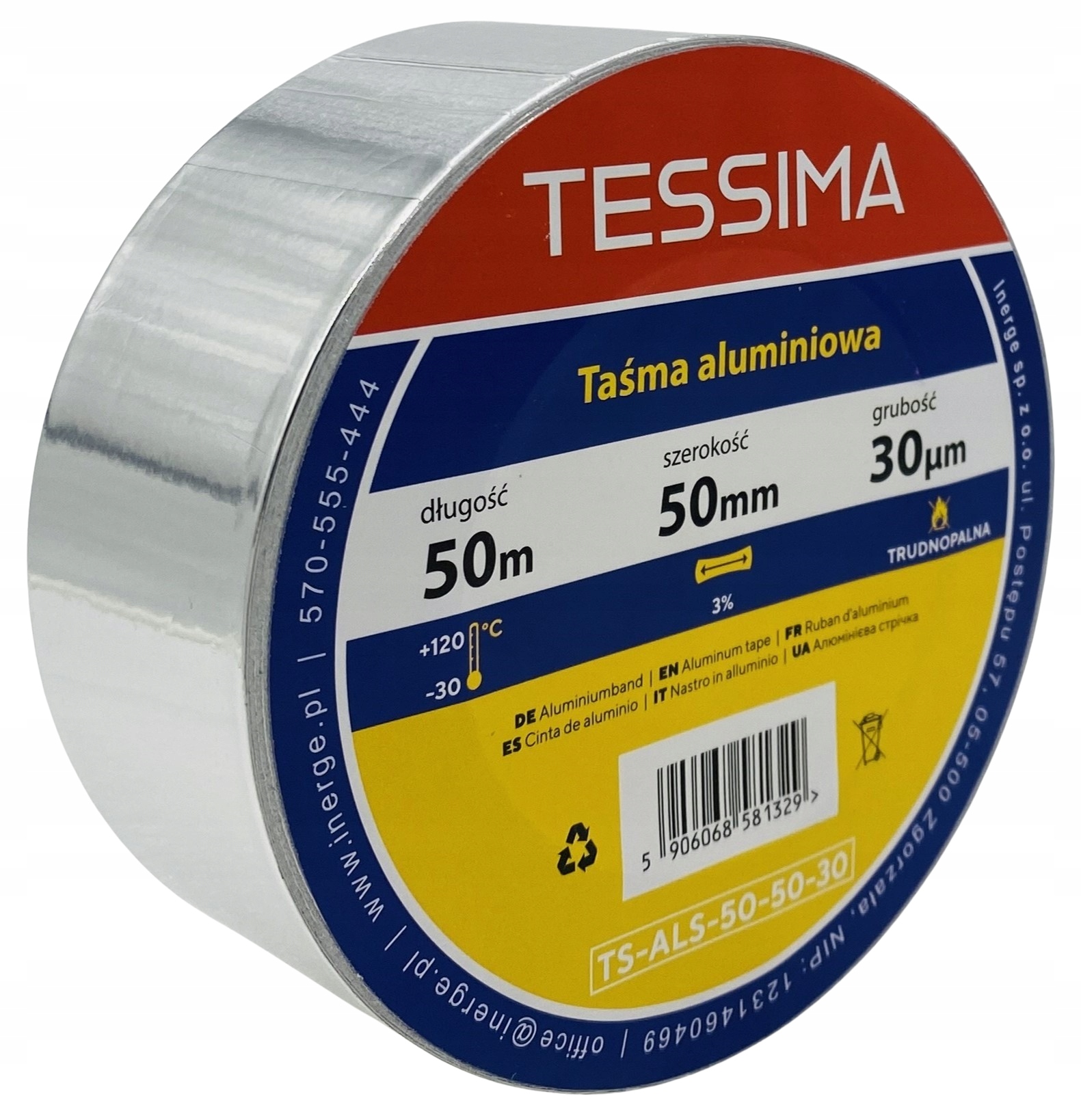 Taśma aluminiowa 50m 50mm 0.03mm TESSIMA – Niezawodne rozwiązanie do montażu