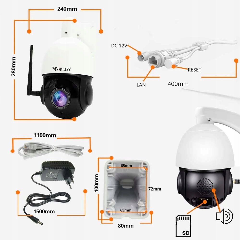 Zestaw 4 Kamer WIFI IP PoE Bezprzewodowe Obrotowe ORLLO Z10+NVR1+Switch SW2 – Profesjonalny monitoring dla Twojego domu i firmy