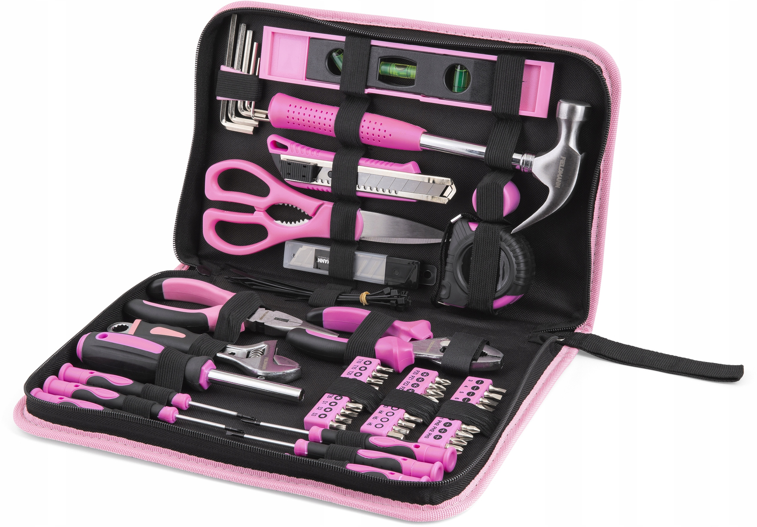 Stylowy różowy design i praktyczny futerał