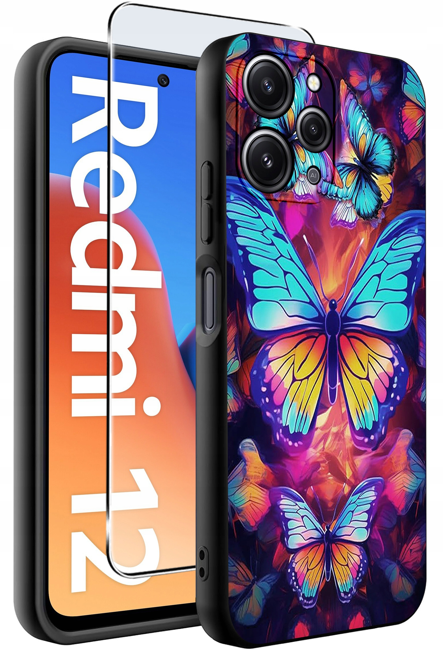 Etui do Xiaomi Redmi 12 4G WZORY | Silikonowe Matt Case z Szkłem Hartowanym 9H