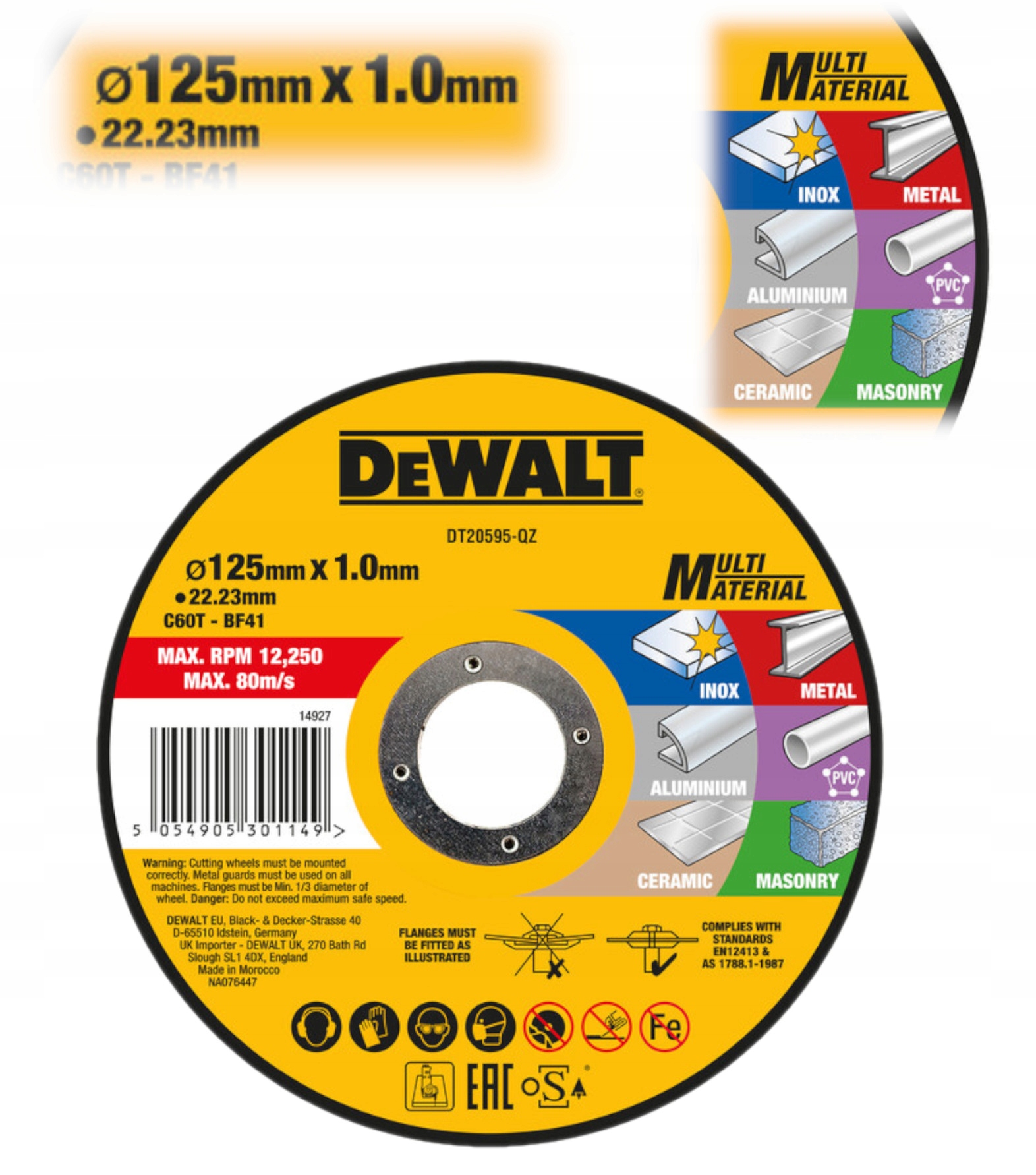 Tarcza do cięcia wielu materiałów DeWALT 125 x 22,23 x 1,0 mm – Wydajność i wszechstronność