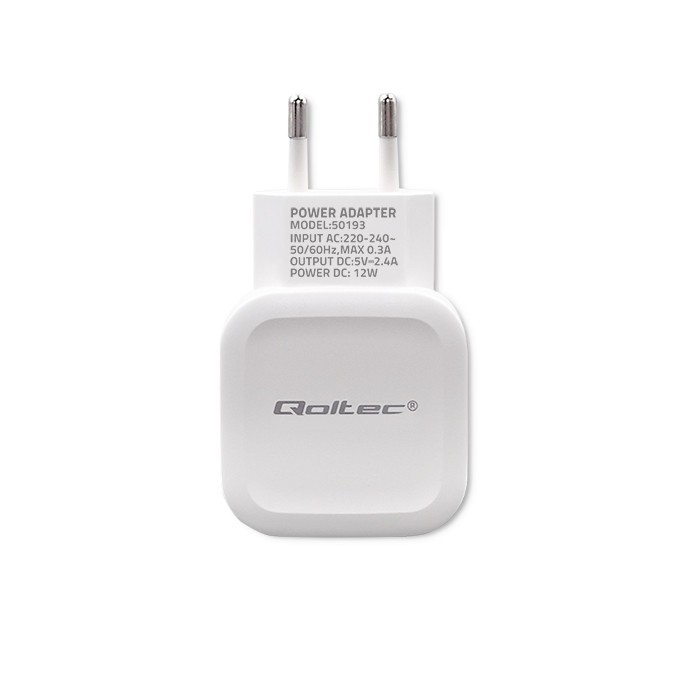 Ładowarka sieciowa Qoltec 12W 5V 2.4A USB – Idealne zasilanie dla Twoich urządzeń