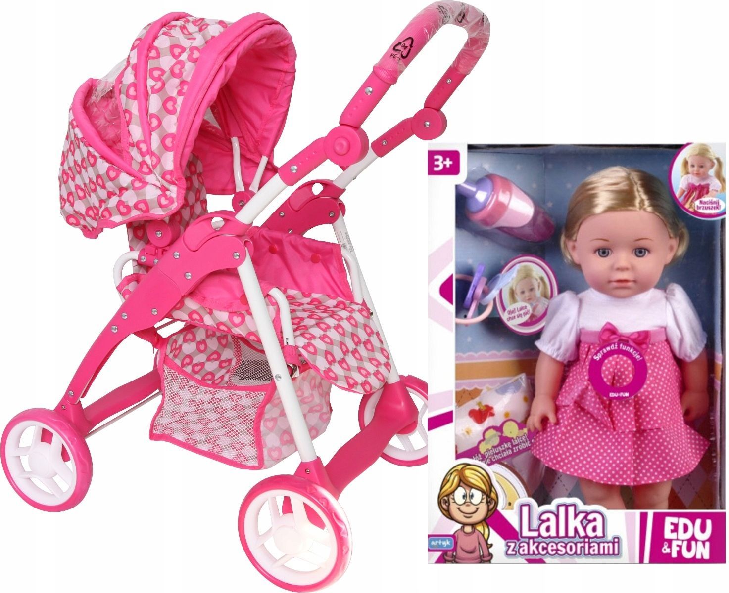 Zdjęcie produktu Wózek dla lalek alexis 9388 M1806W + lalka natalia siusiająca 33cm
