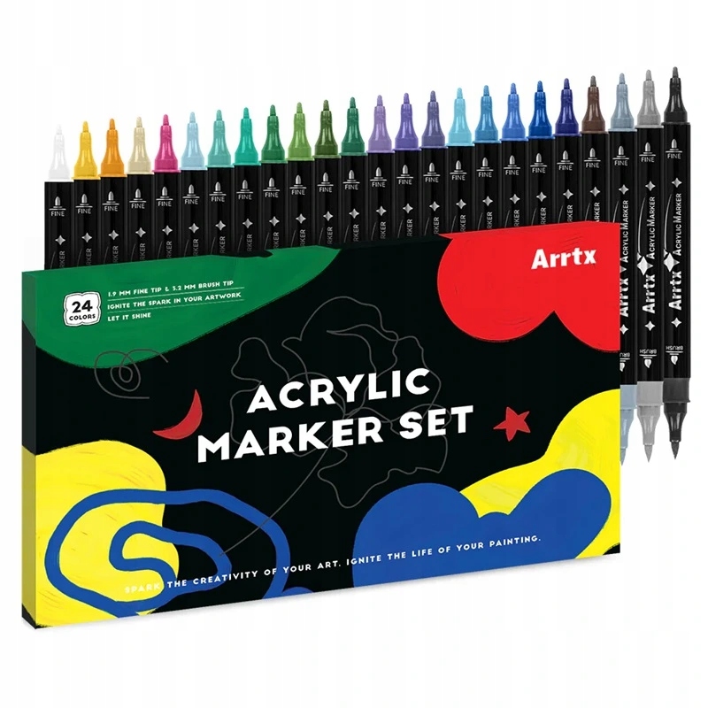 ARRTX Akriliniai markeriai - flomasteriai ARRTX, 24 kolorów – Kreatywność w Twoich rękach