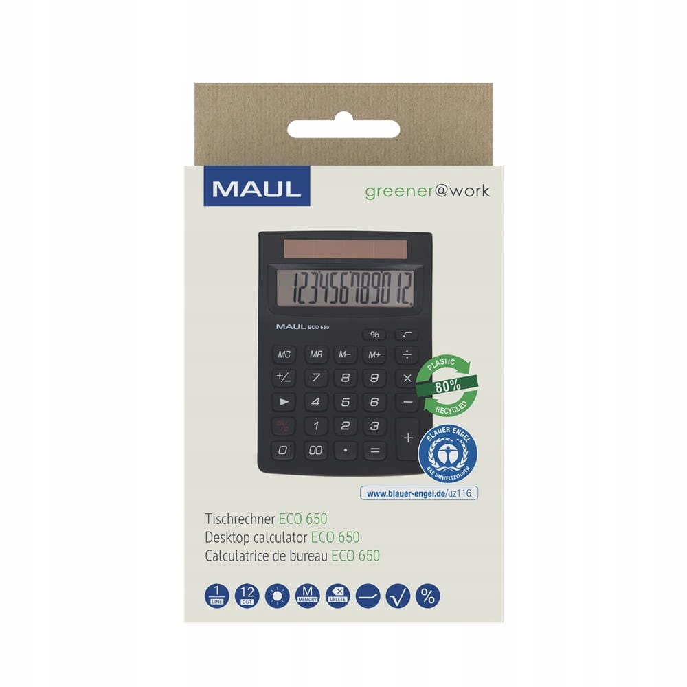 Kalkulator Maul MAUL Taschenrechner ECO 650 – Wydajność i ekologia w biurze