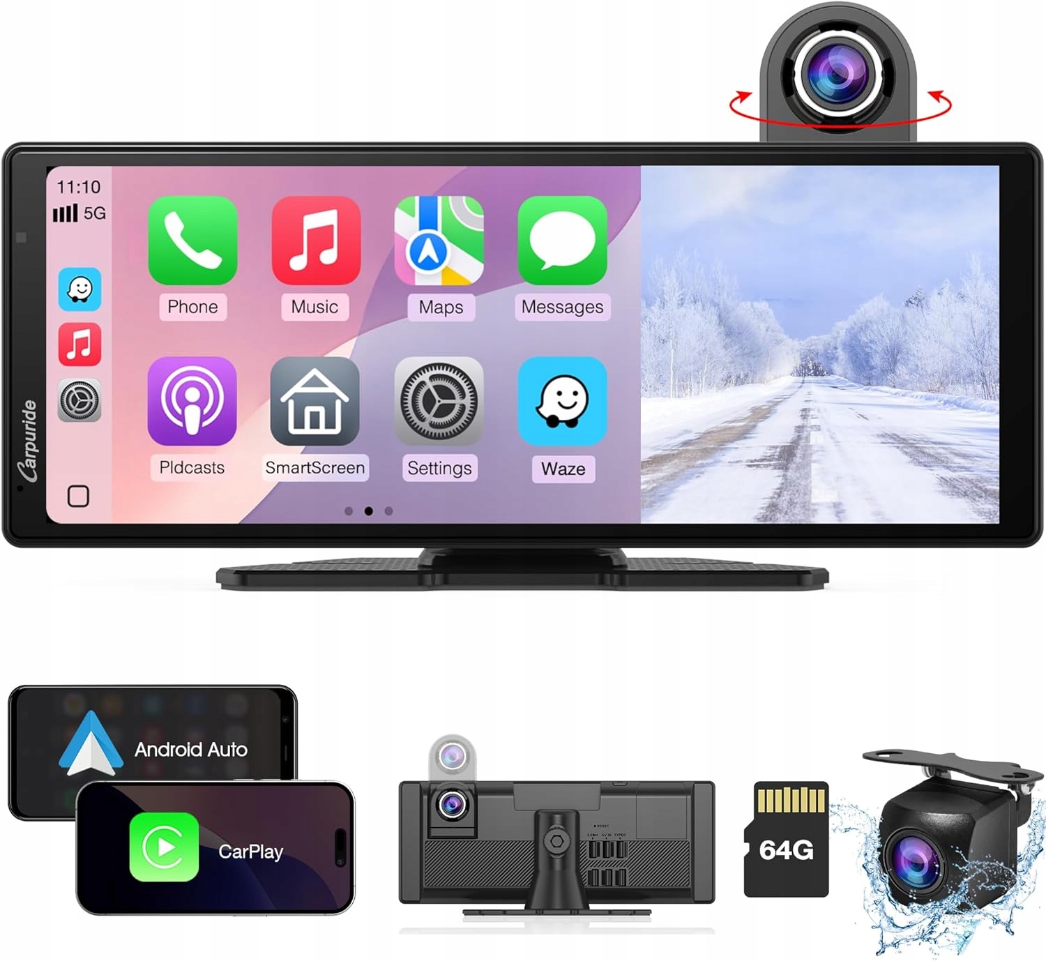 Funkcja nagrywania w pętli z kartą pamięci 64 GB