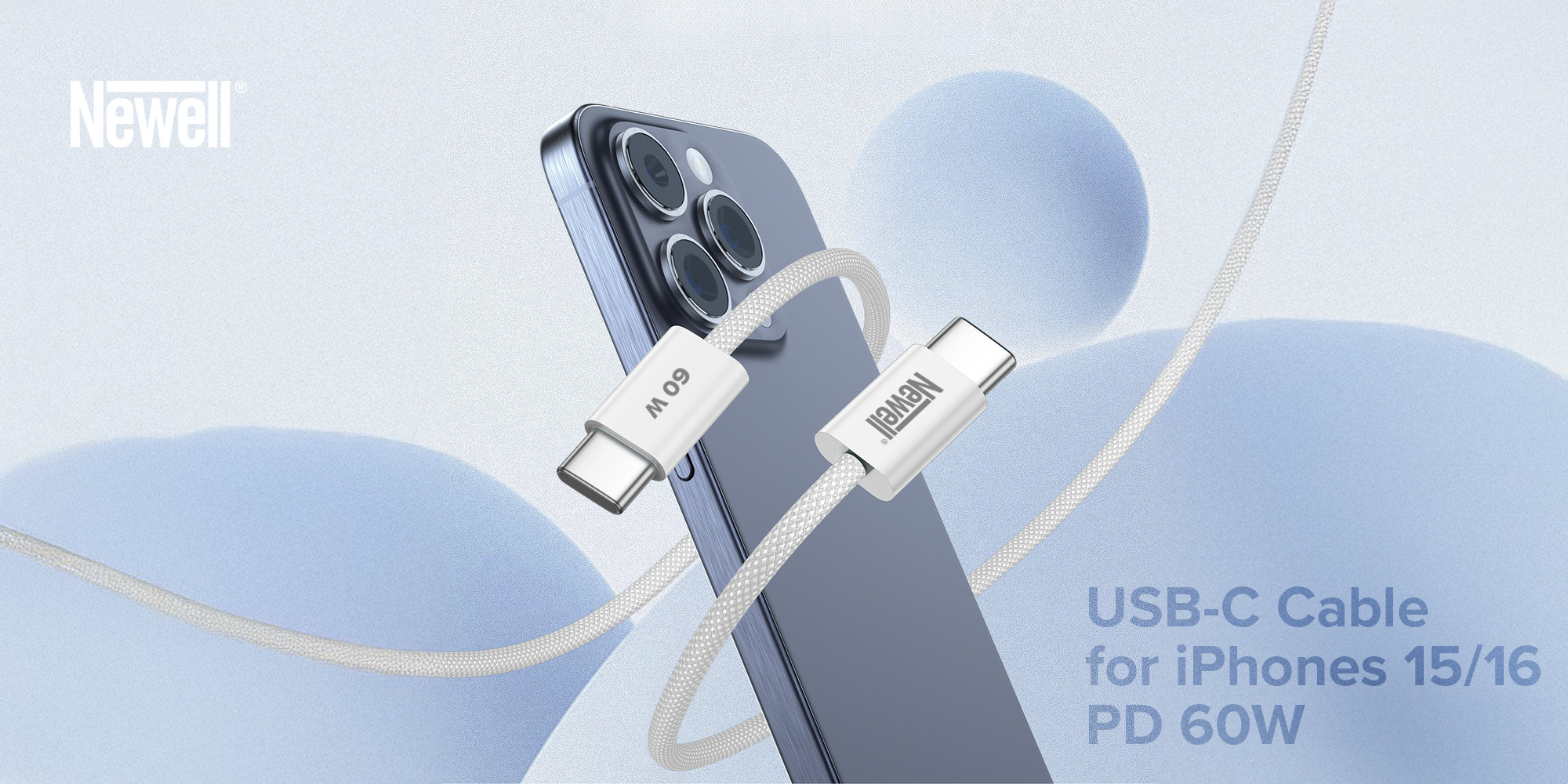 Kabel Newell USB-C - USB-C 60 W - 2 m, biały