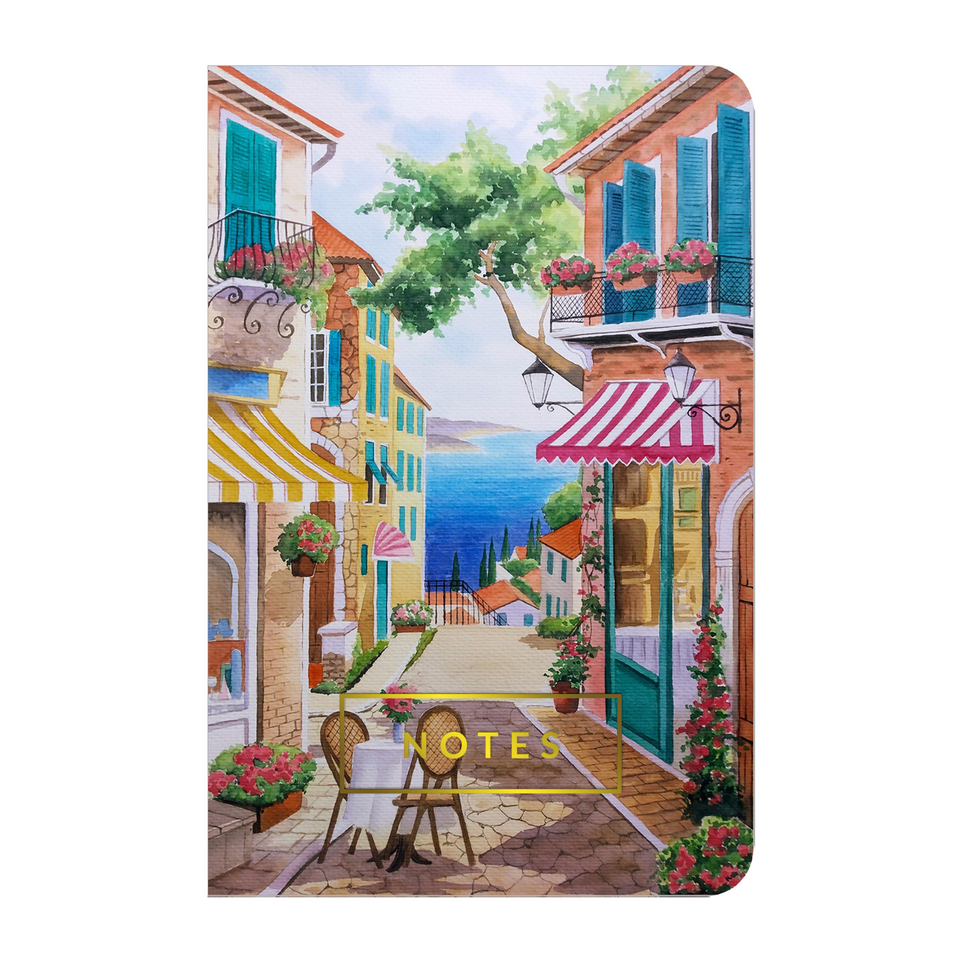 Tekturowa okładka z ilustracją jeziora Como