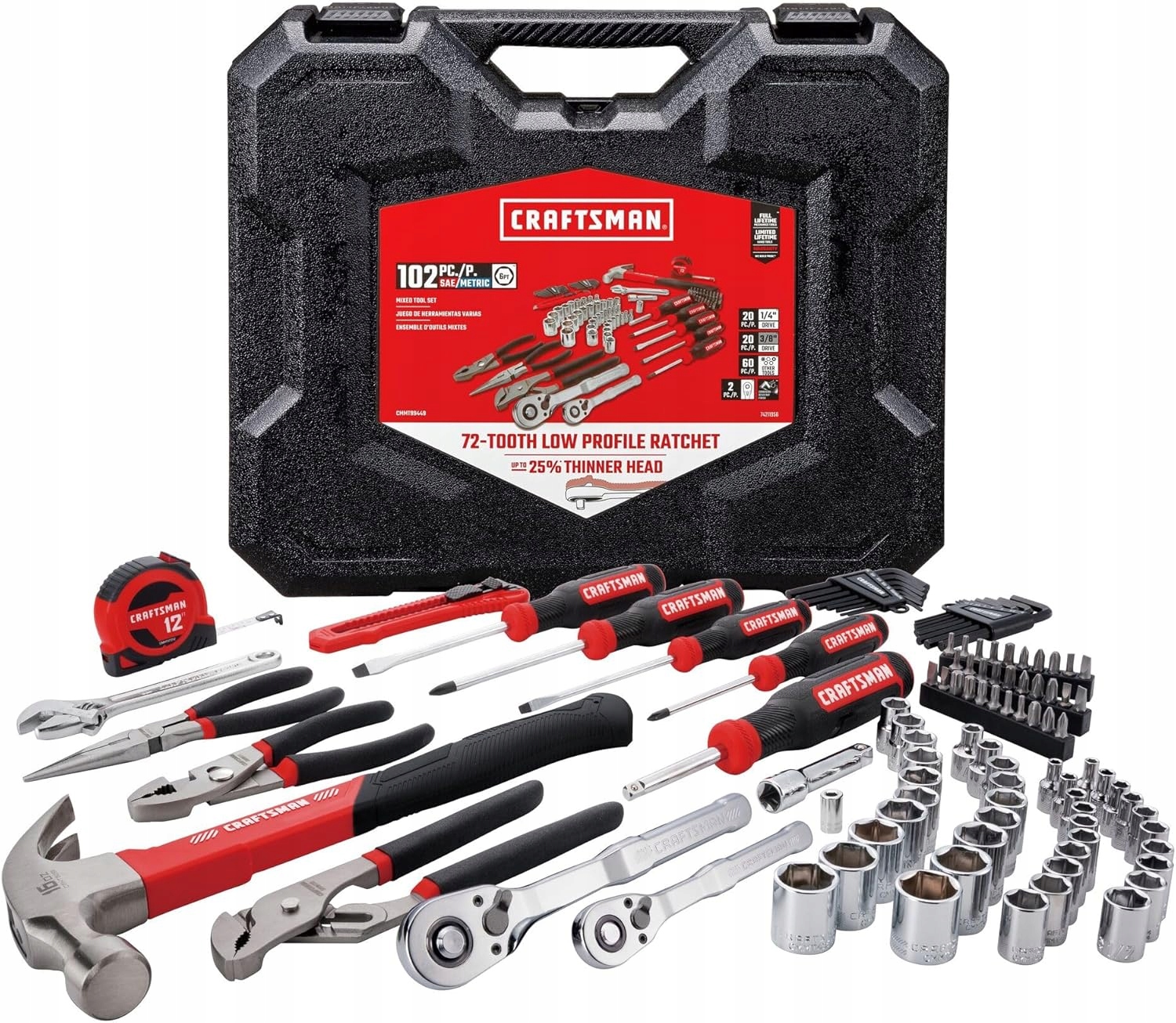 CRAFTSMAN 102-częściowy zestaw narzędzi CMMT99449 – Niezbędne narzędzia do domu i ogrodu