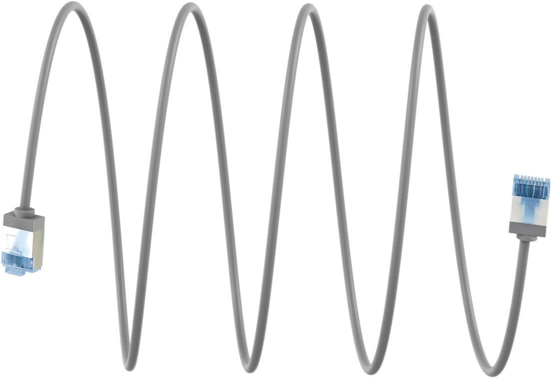 Ultra-elastyczny CAT 6A kabel krosowy, slim, U/FTP, szary - Długość kabla 2 m