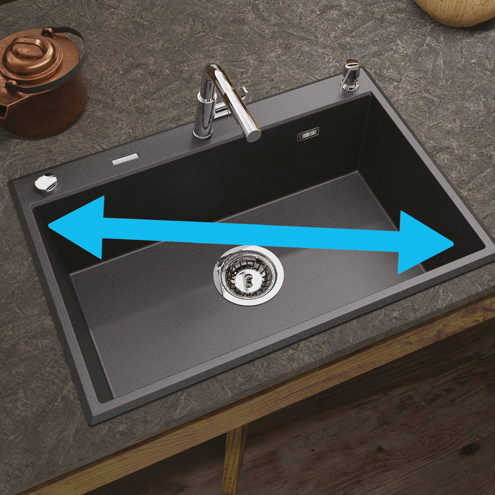 Wyjątkowo obszerna i głęboka komora pomieści nawet blachy wyjęte z piekarnika