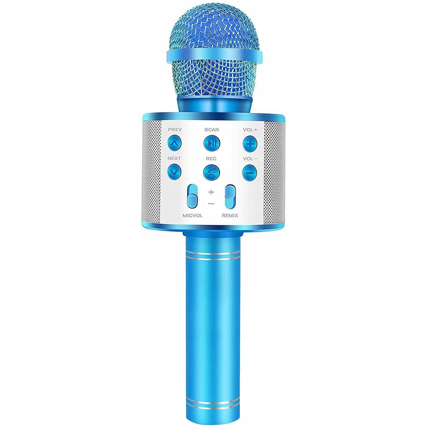 Mikrofon karaoke z głośnikiem podświetlenie RGB NIEBIESKI – Idealny do zabawy i śpiewu