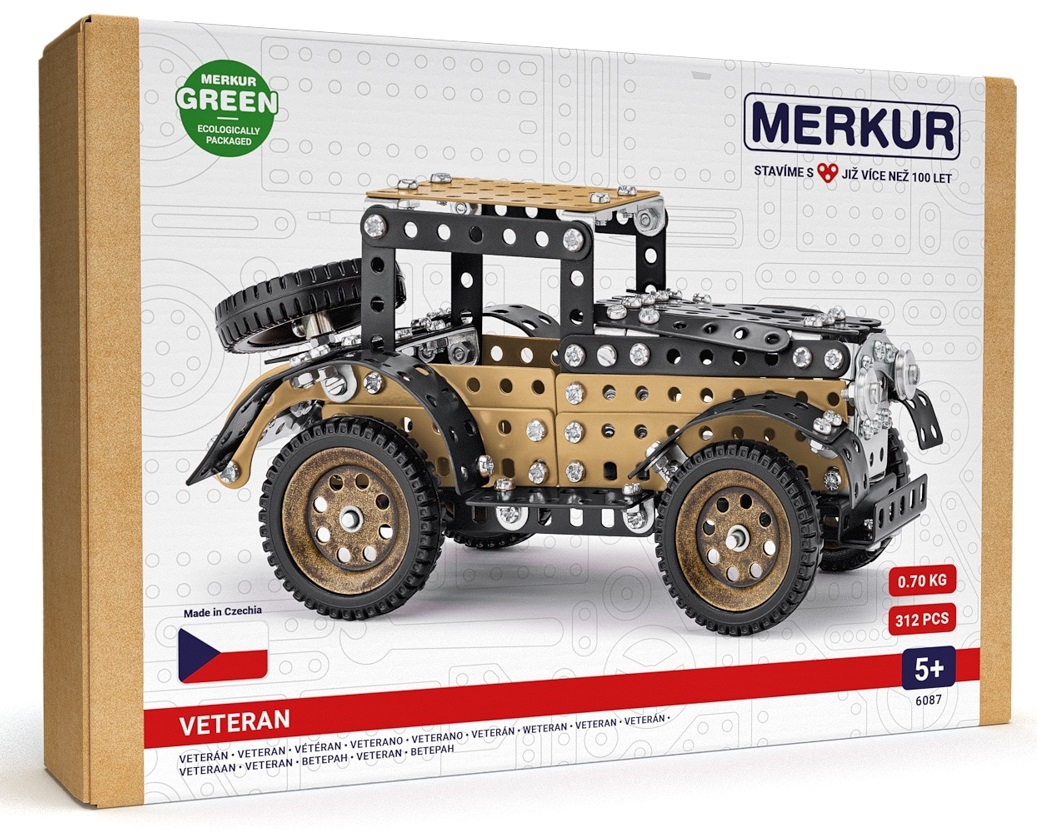 Klocki metalowe Merkur - Samochód vintage Veteran 312 el. 6087 MERKUR – Kreatywna zabawa dla dzieci