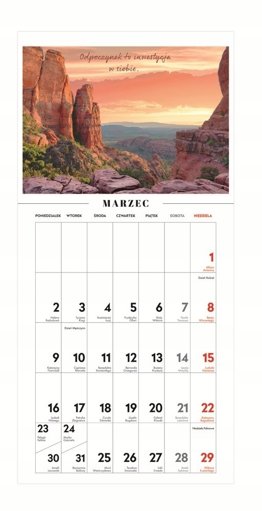 Wyraźne i czytelne kalendarium – Idealne do biura i domu