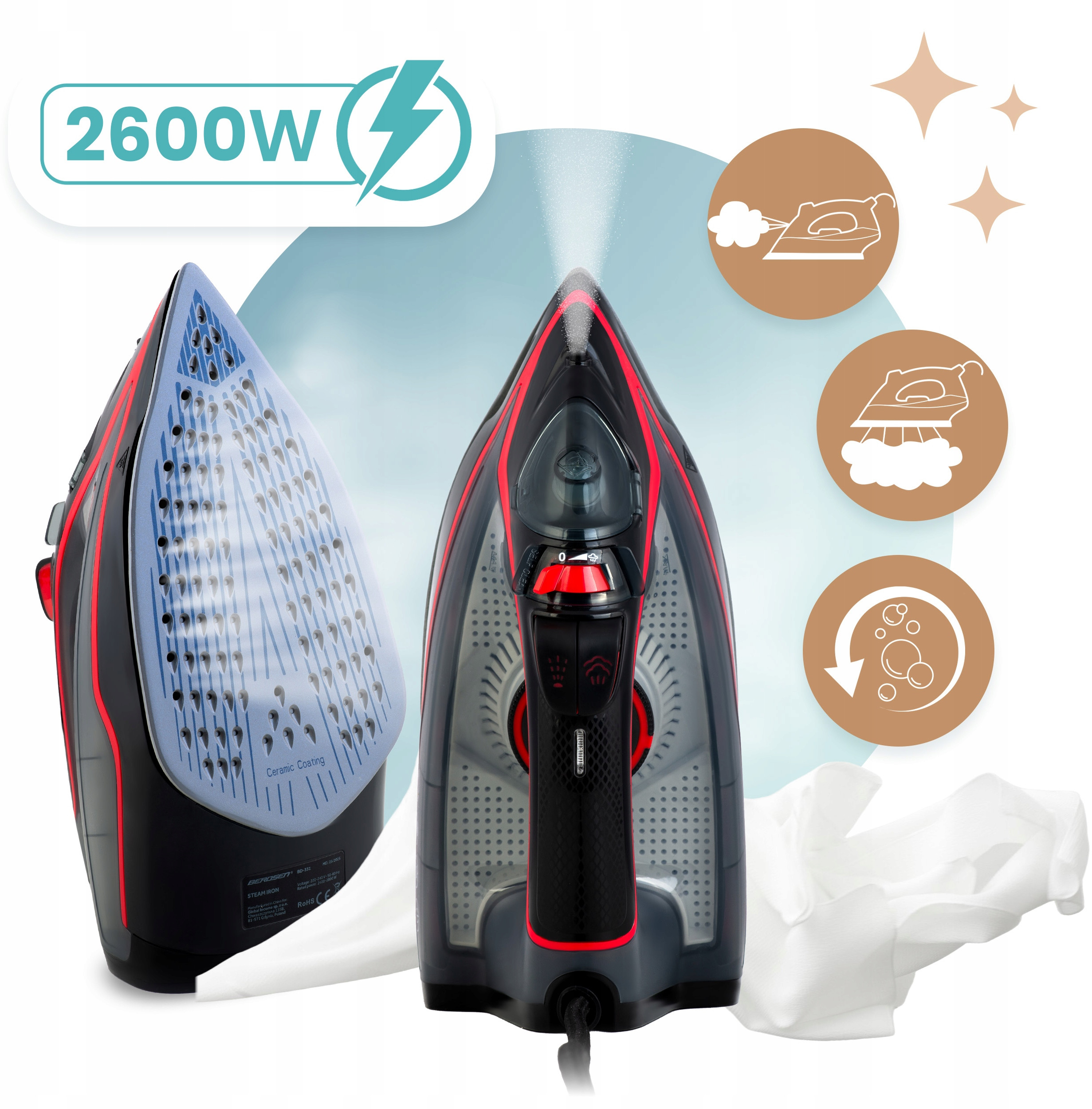 Ceramiczna stopa z mikrokanalikami – idealne prasowanie każdego materiału