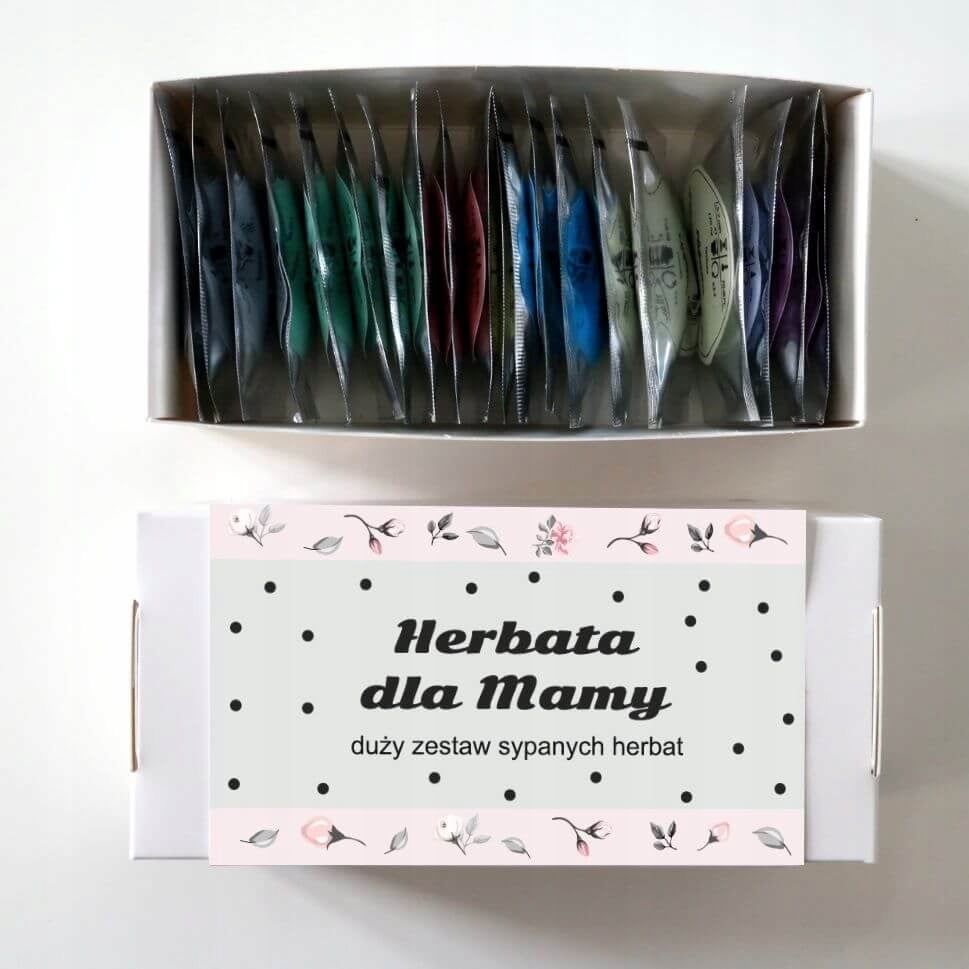 Prezent upominek podarunek gift z herbatą dla mamy Kolor odcienie różu