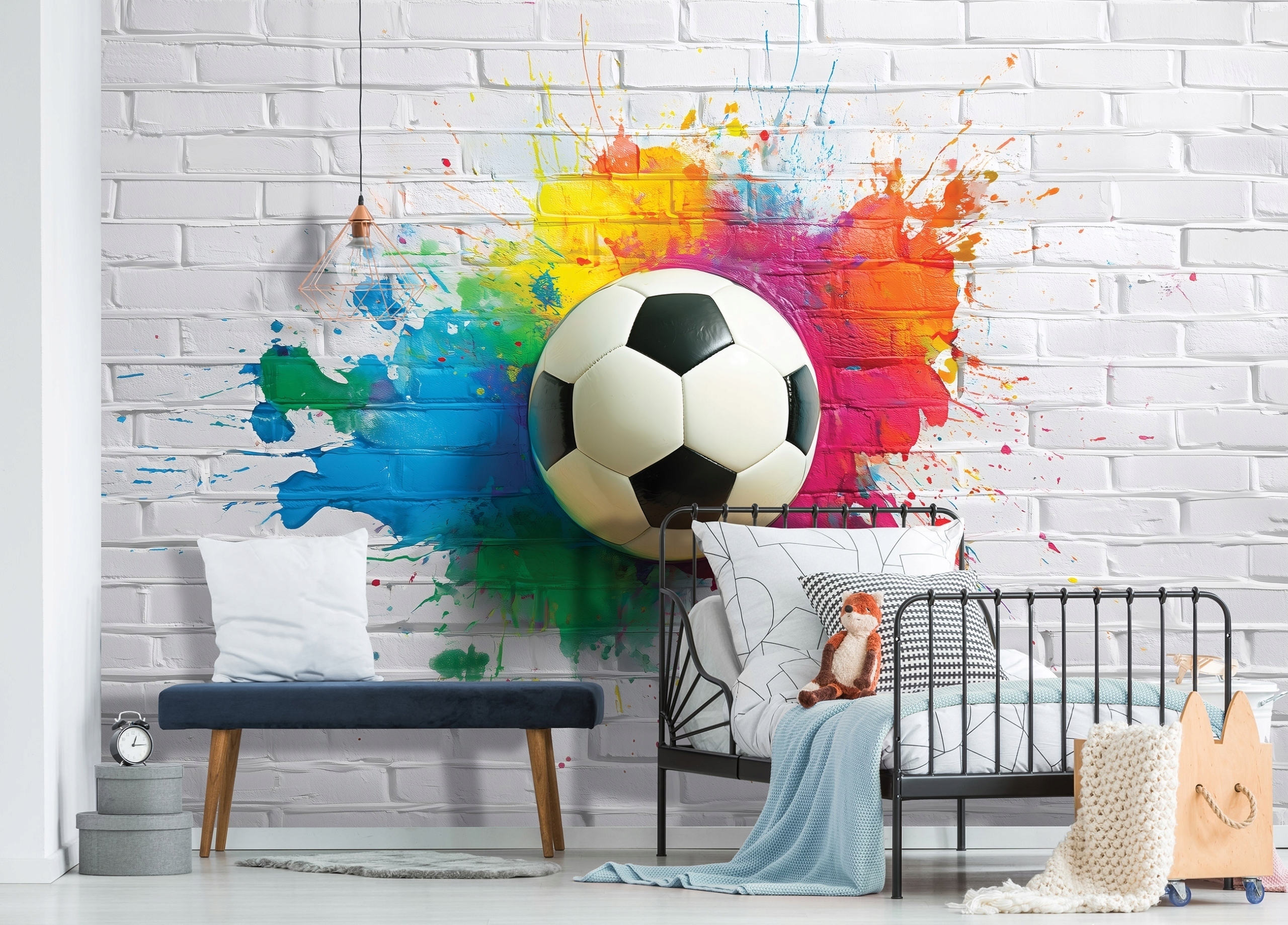 Fototapeta Dla Dzieci Piłka Nożna Graffiti Tapeta Do Pokoju Dziecka 200X140 – Idealna dekoracja dla małych sportowców