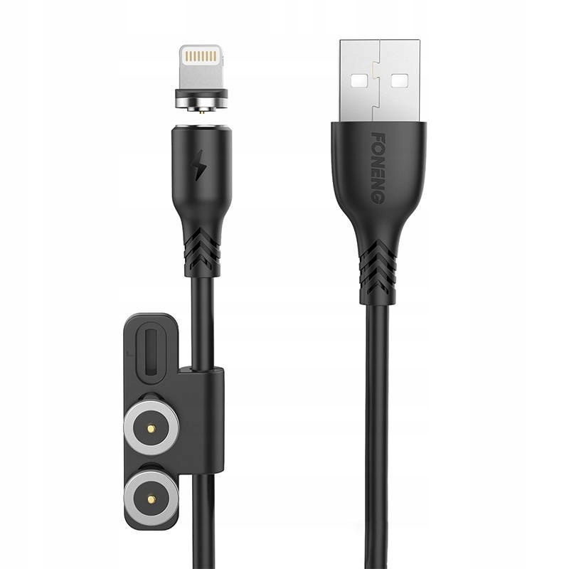 Kabel USB-A - USB-C + micro-B + Lightning 1 m Czarny (X62 3 w 1) – Uniwersalne rozwiązanie do ładowania