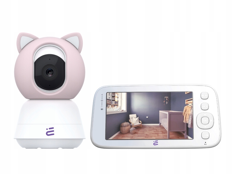 Nowa inteligentna kamera niania WiFi obrotowa FHD Baby Guard + monitor różowa Encore View – Twoje dziecko zawsze pod kontrolą
