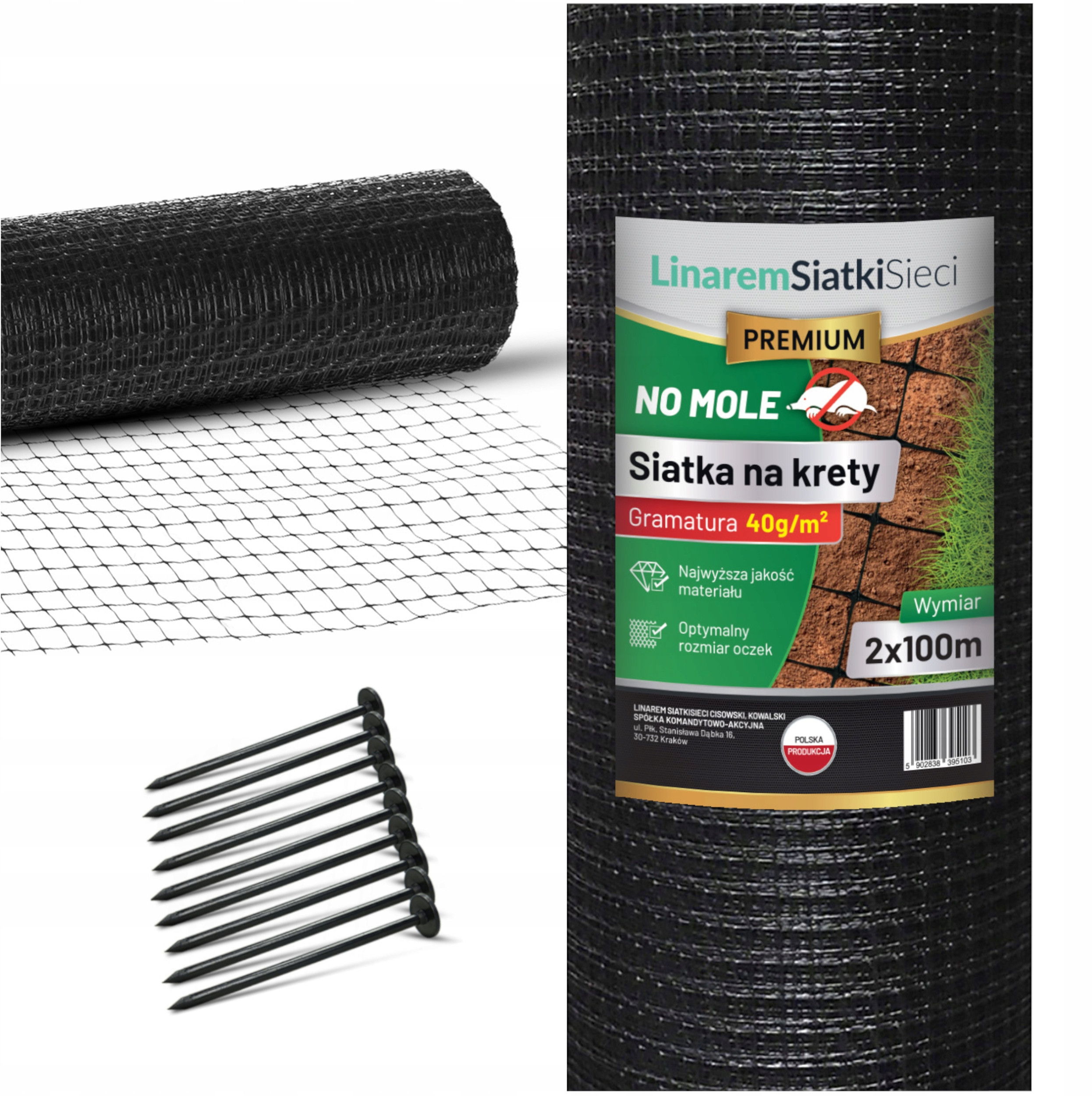 Siatka na krety 2x100m PREMIUM 40g – Skuteczna ochrona trawnika