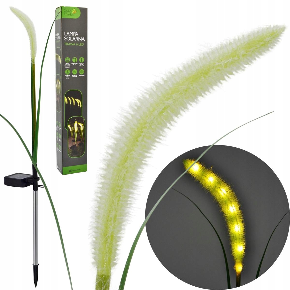 Lampa Solarna Trawa 6 LED 75CM – Idealne oświetlenie do ogrodu