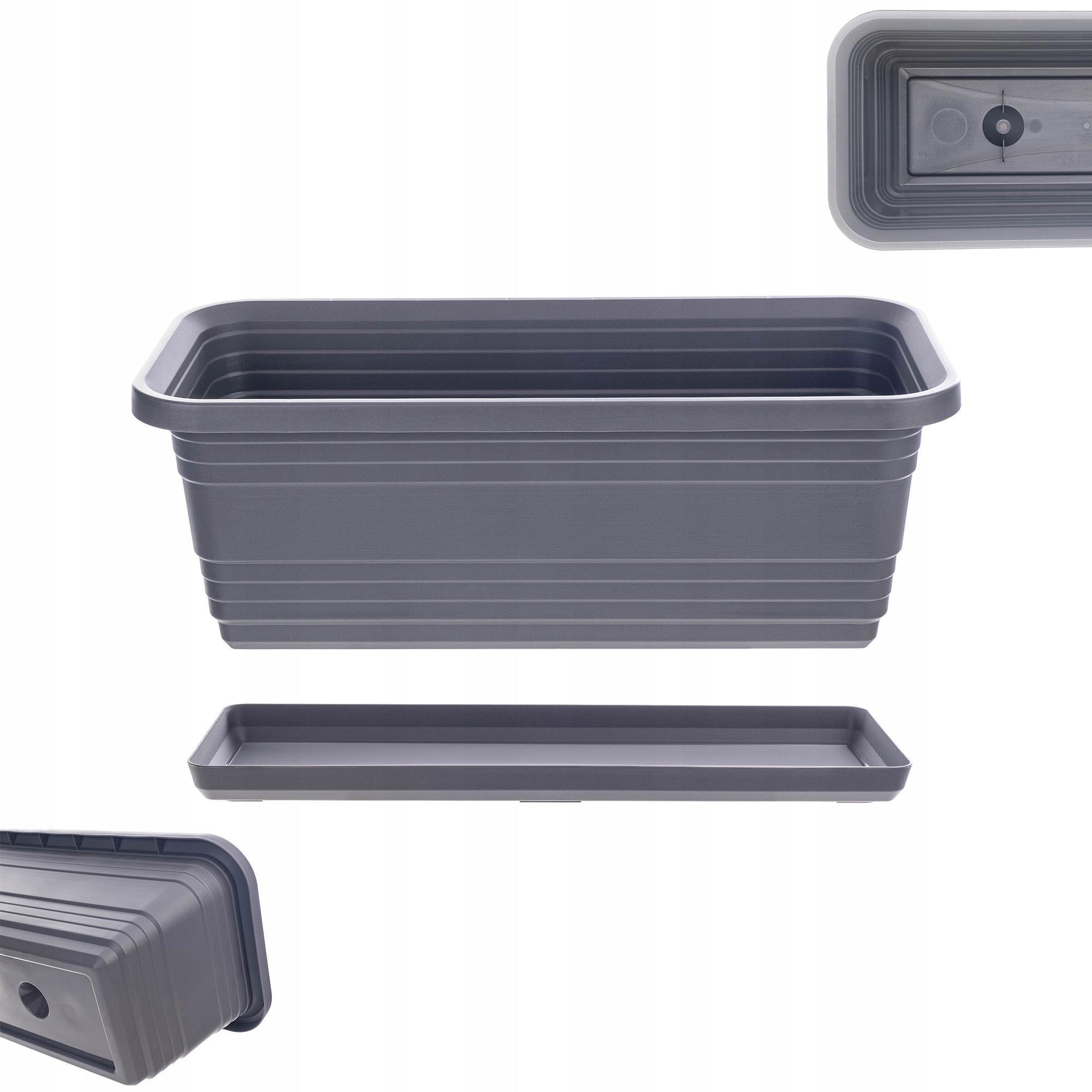 KADAX Doniczka Balkonowa Skrzynka Donica Na Kwiaty 40cm + Podstawka Antracyt – Idealne rozwiązanie dla Twojego balkonu