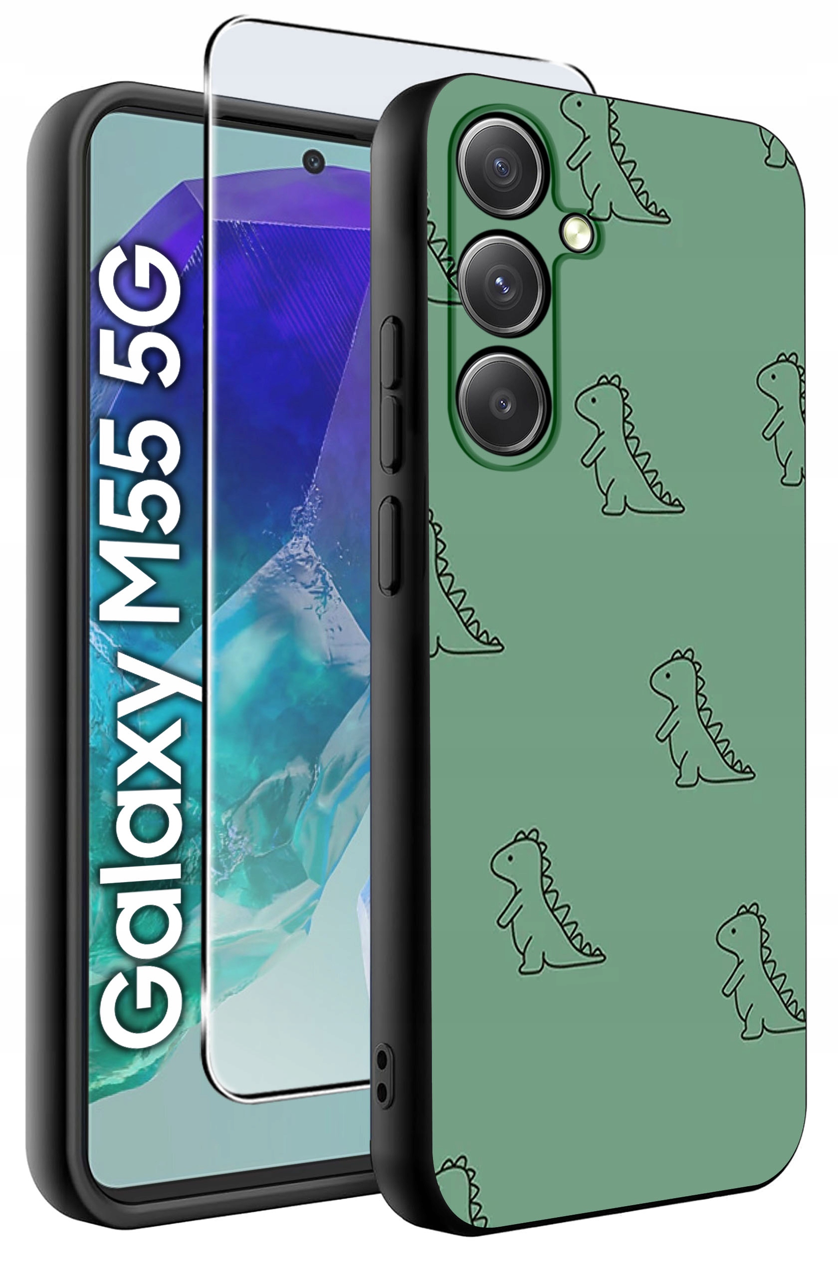 Etui do Samsung Galaxy M55 5G WZORY | Silikonowe Matt Case + Szkło Hartowane 9H