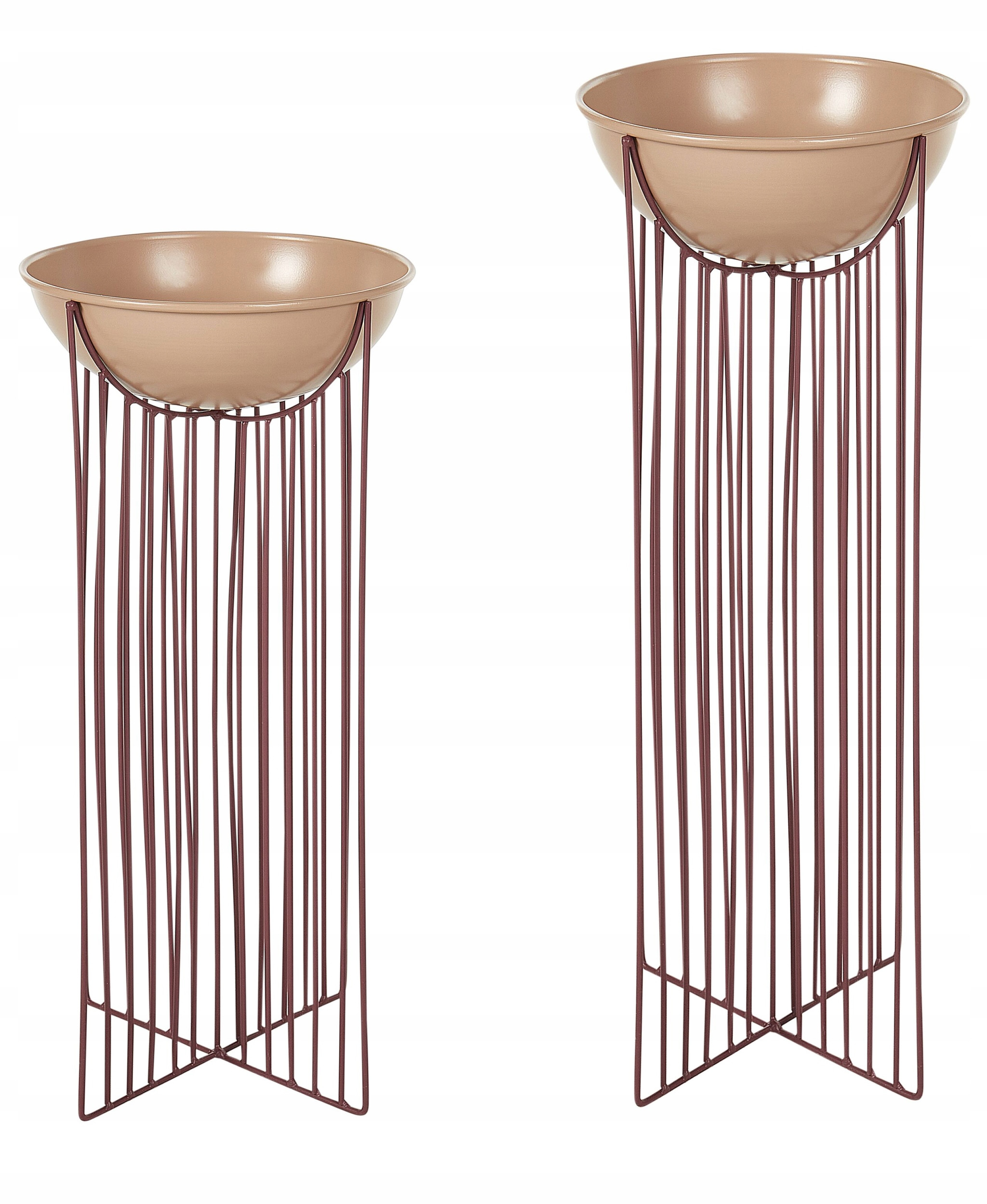 Zestaw 2 doniczek na nóżkach FICARIA Metal 22 cm Różowy Lumarko – Elegancja w Twoim wnętrzu