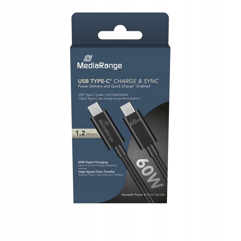 Kabel MediaRange MRCS213 USB-C - USB-C 1,2 m Czarny