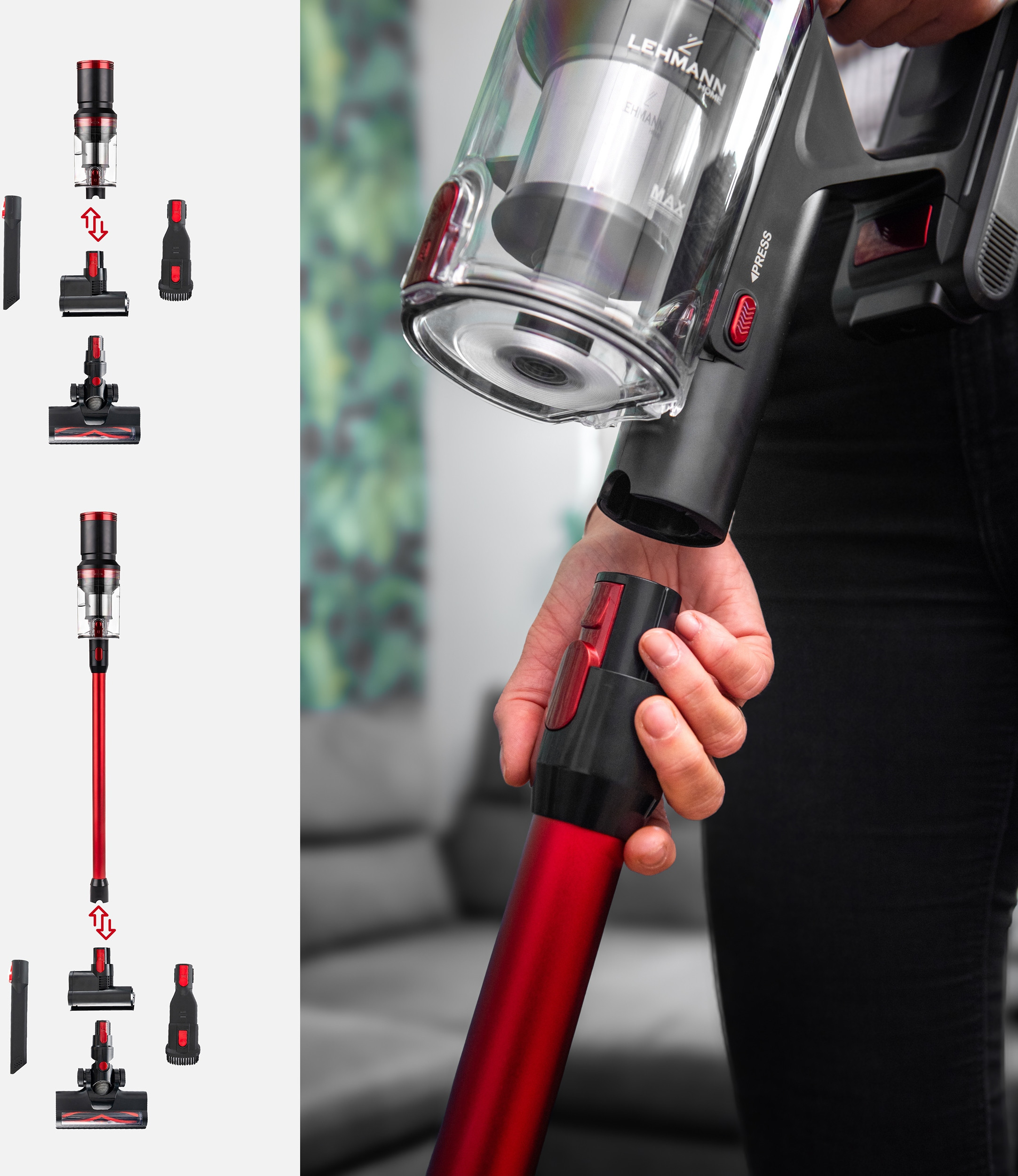 ODKURZACZ PIONOWY BEZPRZEWODOWY RĘCZNY BEZWORKOWY ELEKTROSZCZOTKA LED 450W Komunikacja wskaźnik ładowania wskaźnik stanu akumulatora wskaźnik zapełnienia worka/pojemnika wyświetlacz