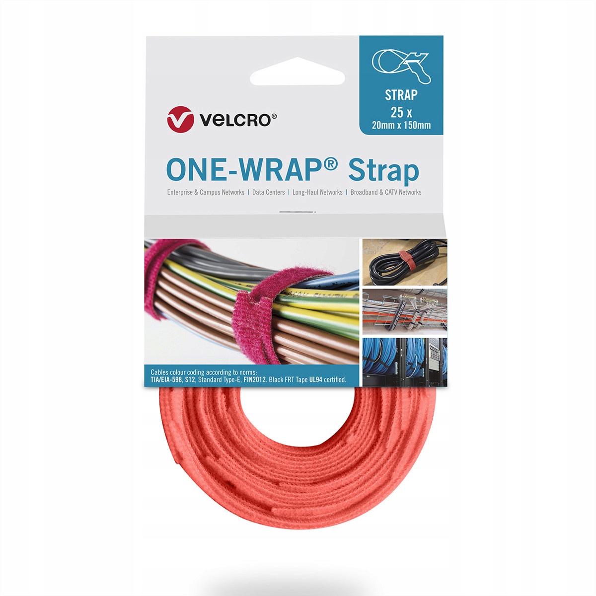 Taśma do wiązania VELCRO One Wrap 20 mm x 150 mm, 25 sztuk, pomarańczowa – Idealne rozwiązanie do organizacji kabli