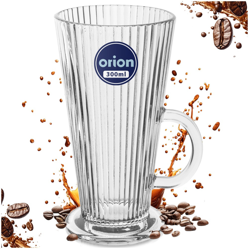Szklanka Wysoka z Uchem do Kawy Latte Cappuccino Ryflowana 300 ml ORION – Idealna do Twojej Kuchni