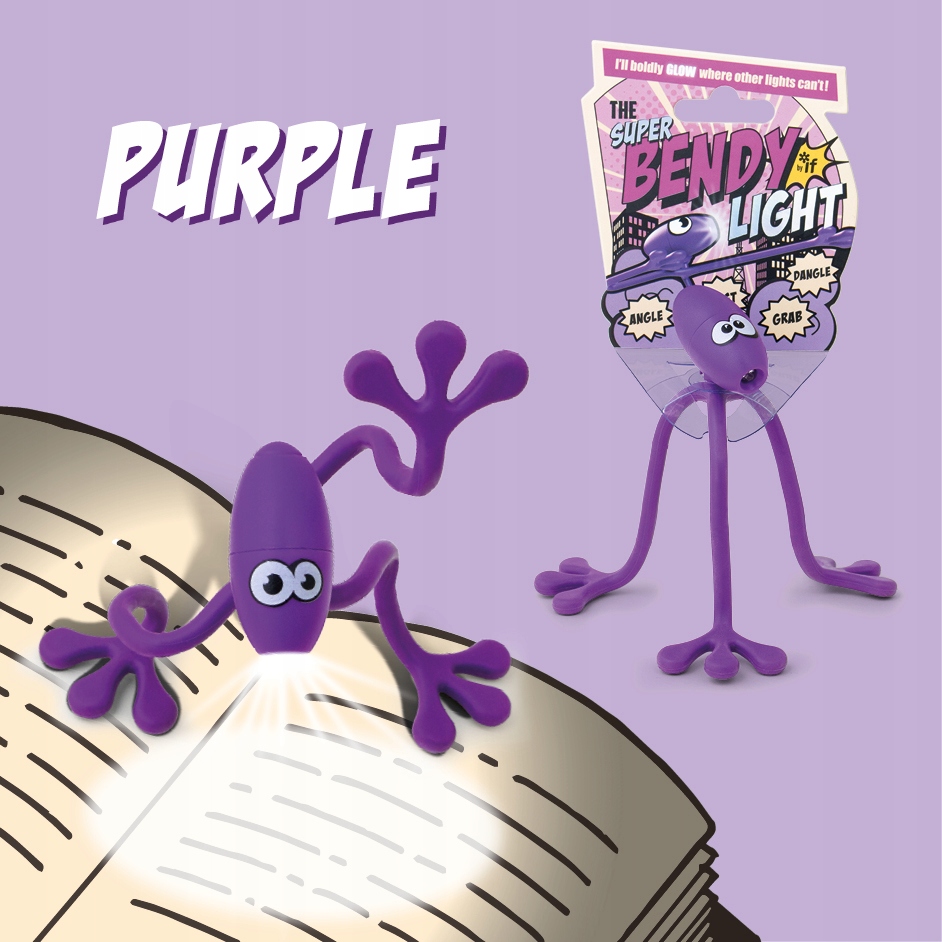 Super Bendy Lampka do książki - fioletowa – Idealny towarzysz dla miłośników książek