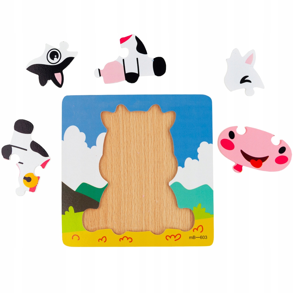 TG67017 UKŁADANKA DREWNIANA PUZZLE KRÓWKA EDUKACYJNA KLOCKI – Idealna zabawa dla najmłodszych