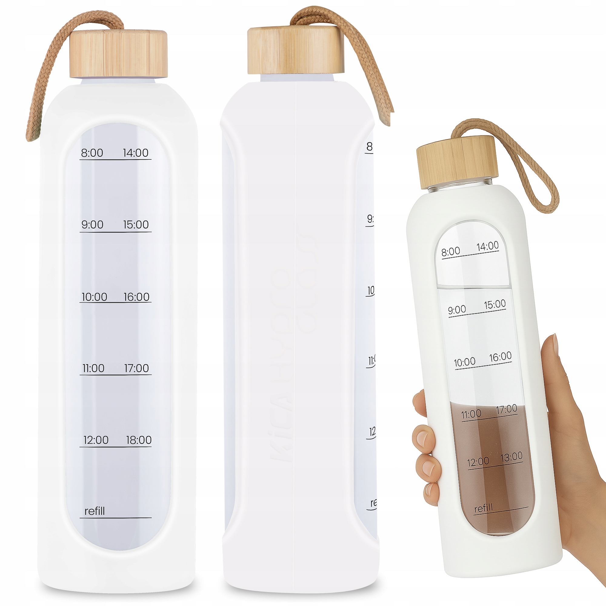 Butelka szklana KiCA Hydro Glass 1000 ml - biała – Idealny wybór dla aktywnych