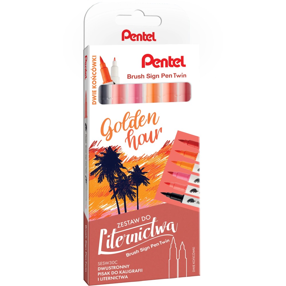 Pisaki pędzelkowe Pentel Brush Sign Pen Twin SESW3 – Idealne do kaligrafii i liternictwa