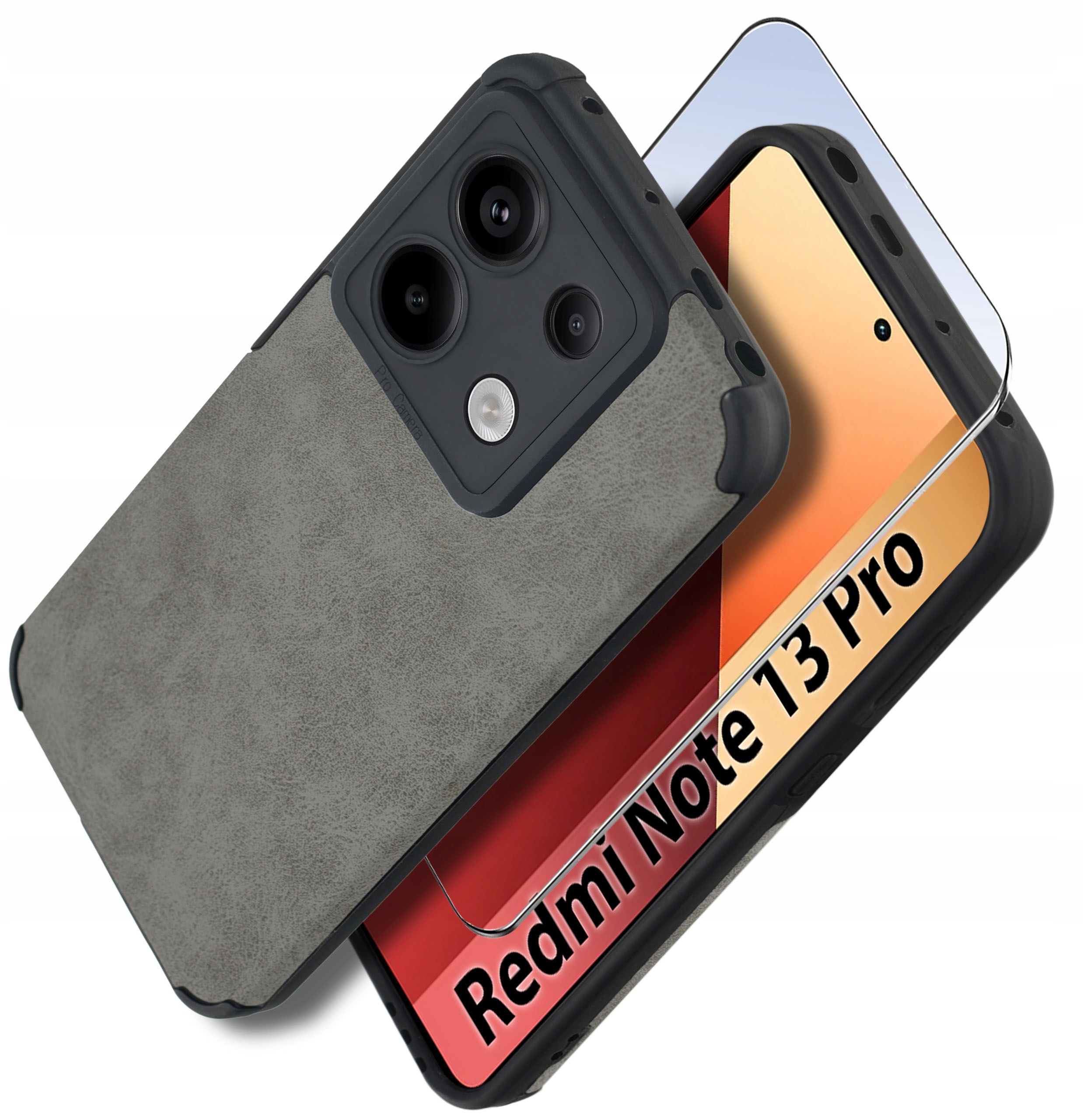 Etui do Xiaomi Redmi Note 13 Pro 4G silikonowe SKÓRZANE VINTAGE + Szkło 9H – Ochrona i styl w jednym