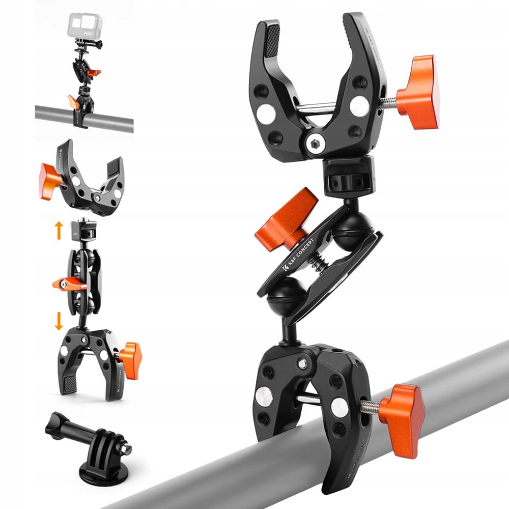 Mocowanie Uchwyt Imadło 2x Zacisk Crab Clamp Magic Arm K&F 1.5kg – Idealne rozwiązanie do montażu sprzętu foto-wideo