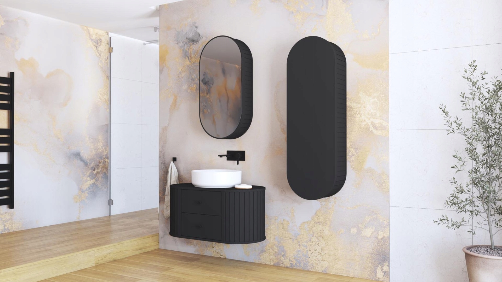 Szafka pod umywalkę VENEZIA 2S 95 cm czarny mat HALMAR – Elegancja i funkcjonalność w Twojej łazience
