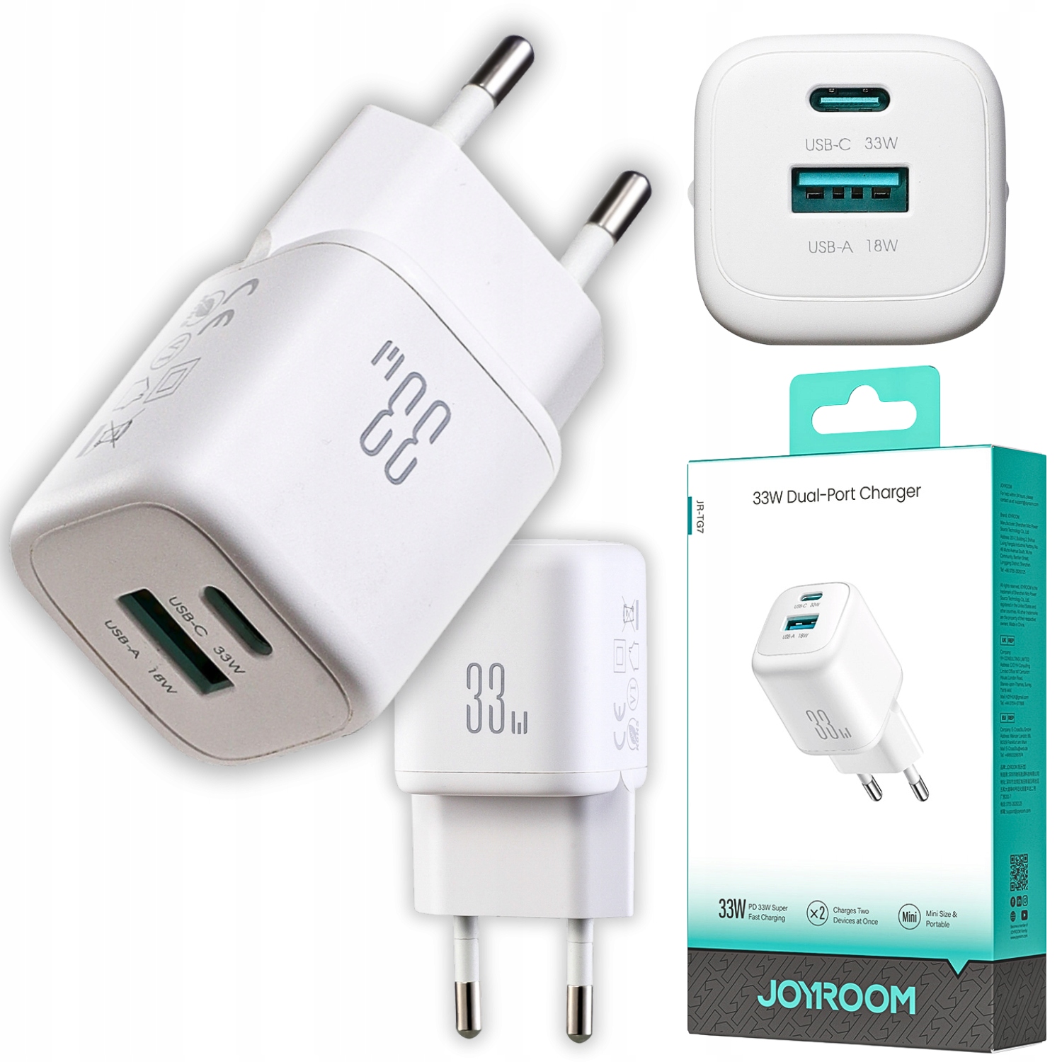 Ładowarka sieciowa Joyroom JR-TG7 33W USB-A + USB-C – Szybkie ładowanie dla Twoich urządzeń