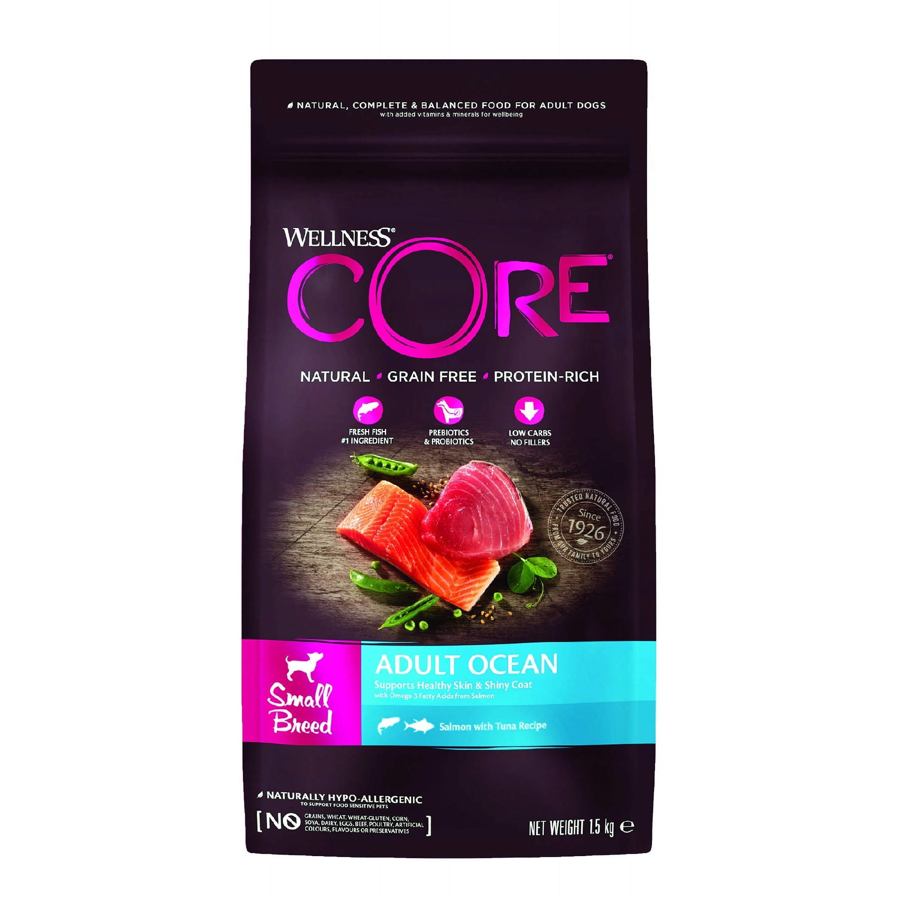 Wellness Core Small Breed Ocean – Karma dla dorosłych psów małych ras z łososiem i tuńczykiem 1,5 kg
