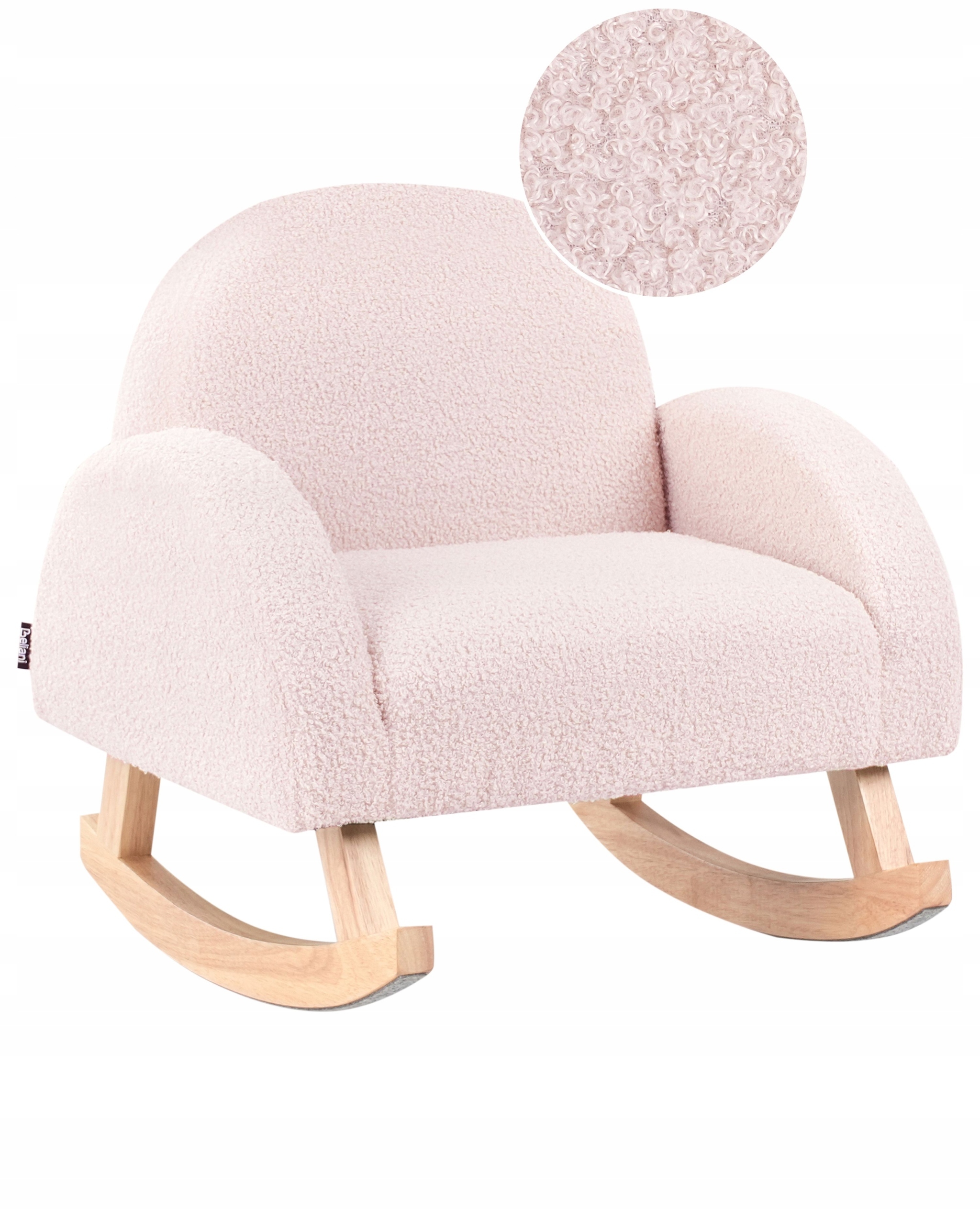 Fotel bujany dziecięcy boucle pastelowy róż HUG – Idealny do pokoju Twojego dziecka