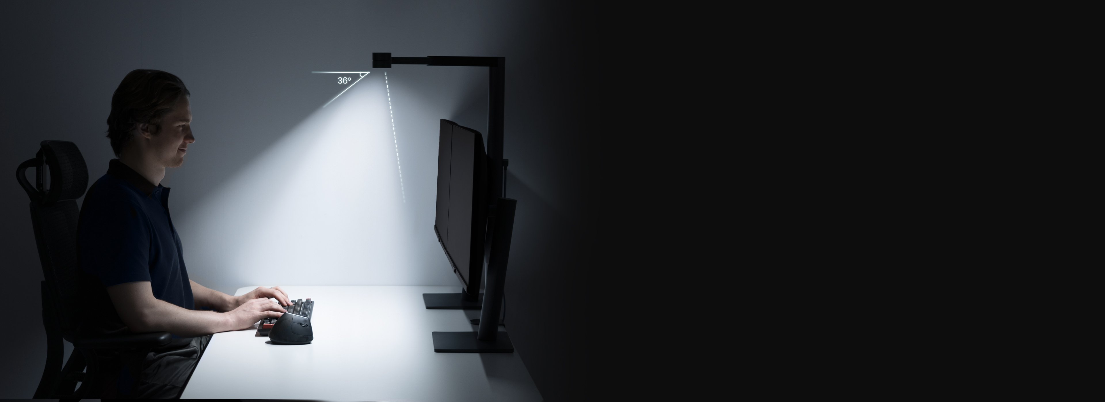 Tehnologia optică ASYM-TriZone Light din lampa BenQ ScreenBar Max